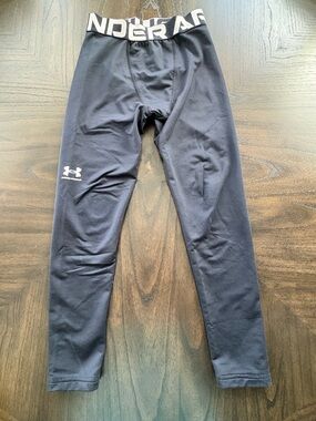 Under Armour ColdGear Youth Medium Compression Leggings Black Athletic